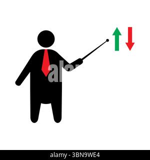 Präsentation des Umsatzdiagramms für Unternehmen – zeigt Trends für Wachstum und Rückgang auf dem Whiteboard an Stock Vektor