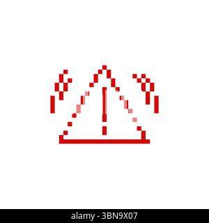 Mosaikgrafik Dreieck-Warnsymbol mit Ausrufezeichen im Retro-8-Bit-Stil Stock Vektor