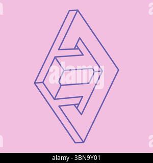 Unmögliche Formen, optisches Illusionslogo, Vektormuster. Optische Kunstobjekte. Geometrische Figuren. Stock Vektor