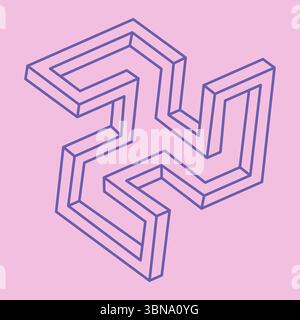 Unmögliche Formen. Heilige Geometrie. Optische Illusionsfiguren. Abstrakte ewige geometrische Objekte. Unmögliche endliche Konturform. Optische Kunst Stock Vektor