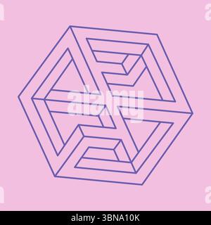 Optische Täuschung. Unmögliche Formen. Figur mit heiliger Geometrie. Abstrakte ewige geometrische Objekte. Unmöglich endlose Kontur. Optische Kunst. Unmöglich Stock Vektor