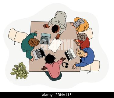 Business Meeting Vektor-Kunst-Illustration von oben Stock Vektor