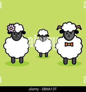 Schaf-Familie Stock Vektor