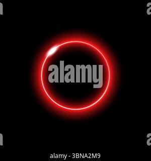 Neonroter Kreis mit leuchtendem Effekt, der Energie und futuristische Technologie repräsentiert Stock Vektor