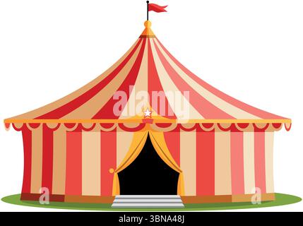 Flaches Vektordesign eines Zirkuszelt oder einer großen Spitze isoliert auf einem weißen Hintergrund Stock Vektor