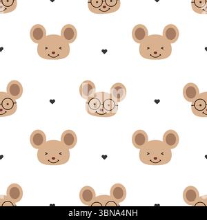 Nahtlose Muster sind Mäuse, die eine Brille tragen, die für Drucke, Tapeten und Geschenke entwickelt wurde Stock Vektor