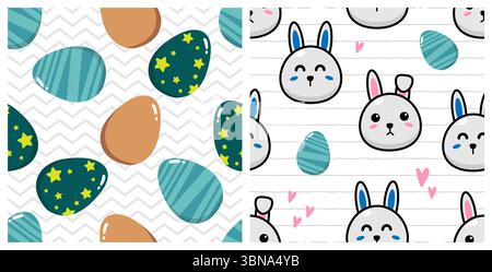 Niedliche nahtlose ostermuster. Federmuster für Poster, Banner, Cover-Design-Vorlagen und Grußkarten. Vektorabbildung Stock Vektor