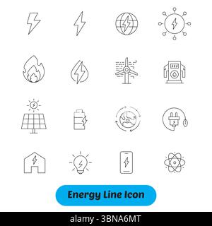 Symbole für Energie, Elektrizität, Energie. Vektorabbildung Stock Vektor