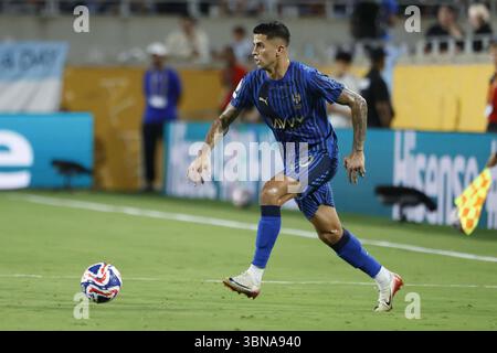 Joao Cancelo von Al-Hilal während der FIFA Club-Weltmeisterschaft 2025, Achtelfinale, Fußballspiel zwischen Manchester City und Al-Hilal am 30. Juni 2025 im Camping World Stadium in Orlando, Florida, USA Stockfoto