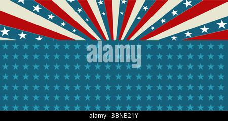 Patriotischer amerikanischer Hintergrund mit Sternen- und Streifendesign Stock Vektor