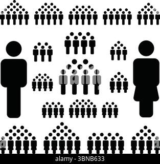 Menschen Symbol Vektor männlich und weiblich Personengruppen Symbol Avatar für Business Management Team in flacher Farbe Glyph Piktogramm-Abbildung Stock Vektor