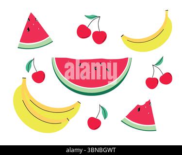 Sommerfrüchte und Beeren Stock Vektor