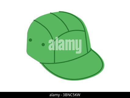 Campermütze Mit Fünf Panels. Sommer Kopf Mode Accessoire Kleidung technische Illustration. Vektor-Kopfbedeckung für Männer, Frauen, Unisex-Stil, flache Vorlage CAD-Modell Skizze Umriss isoliert Stock Vektor
