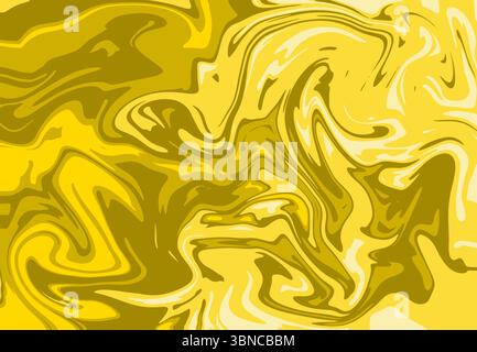 Abstrakter Hintergrund des gelben Marmor-Strudels mit dynamischem Flüssigkeitsmuster Stockfoto