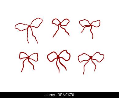 Handgezeichnetes Set mit niedlichen Schleifen Stock Vektor