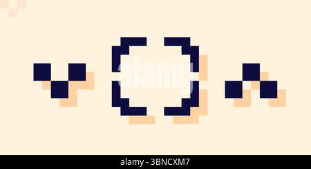 Ziel- oder Fokussymbol mit kleinen quadratischen Elementen, die im Pixelstil gezeichnet wurden. Stock Vektor
