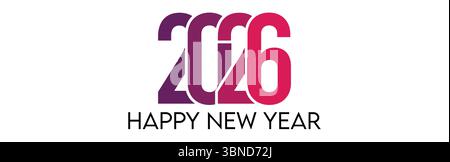 Happy New Year 2026 minimaler flacher Vektor Stock Vektor