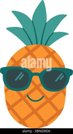Coole Ananas mit Sonnenbrille. Lustige Sommerfigur Stock Vektor