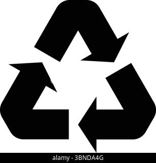 Schwarzes Recycling-Symbol auf weiß für Muster und Design isoliert. Stock Vektor