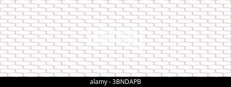 Horizontale weiße Ziegelwand für Muster und Hintergrund, Vektorillustration. Stock Vektor