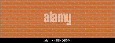 Horizontale orangefarbene Ziegelwand für Hintergrund und Design. Stock Vektor
