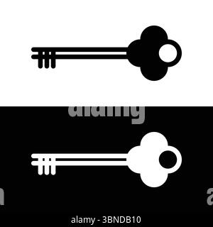 Schwarz-weißes Schlüsselsymbol, Vektorillustration. Stock Vektor