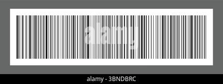 Horizontaler schwarzer Barcode auf weißem Papieraufkleber für Muster und Design, Vektorillustration. Stock Vektor