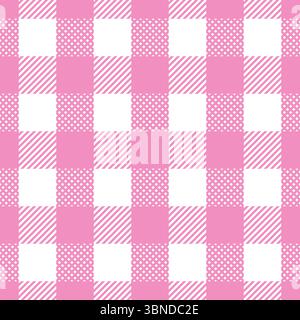 Quadratisches, pinkfarbenes Karomuster für Muster und Hintergrund. Stock Vektor