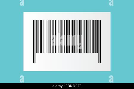Schwarzer Barcode auf weißem Papieraufkleber für Muster und Design, Vektorillustration. Stock Vektor