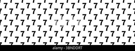 Horizontaler nahtloser schwarzer Hintergrund mit sieben Mustern auf weiß. Stock Vektor