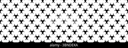 Horizontales nahtloses schwarzes Gefahrgutzeichen für Muster und Hintergrund. Stock Vektor