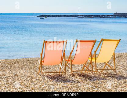Lyme Regis Deck Stühle Stockfoto