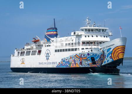 Frau Chi-Cheemaun Ferry Owen Sound Transportation Company, Tobermory nach Manitoulin Island, Ontario Ferries, Tobermory, Ontario Kanada, Stockfoto Stockfoto