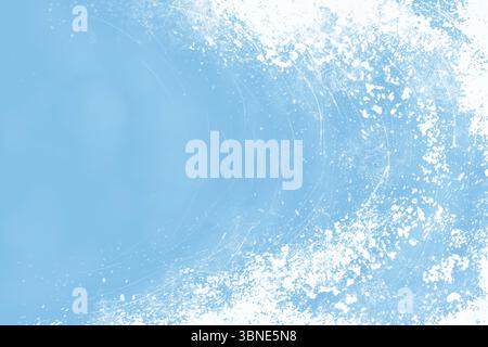 Winterblauer Hintergrund mit weißem fallendem Schnee. Frostiger blauer Hintergrund. Schnee Winter Hintergrund. Hintergrund für Schlittschuhlaufen am Rand Stockfoto