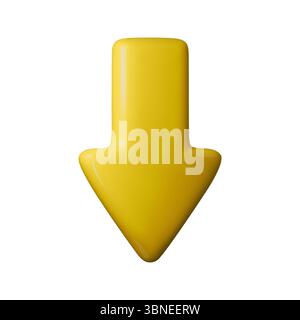 Leuchtend gelbe 3D-Vektorgrafik nach unten, perfekt für Download-Symbole, Richtungsschilder oder Elemente der Benutzeroberfläche. Lebendig und auffällig Stock Vektor