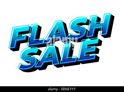Auffälliges und lebendiges Textdesign mit den Worten FLASH SALE in einem modernen, auffälligen Stil mit einem Farbverlauf in blauen Farben und einem Schatteneffekt Stock Vektor