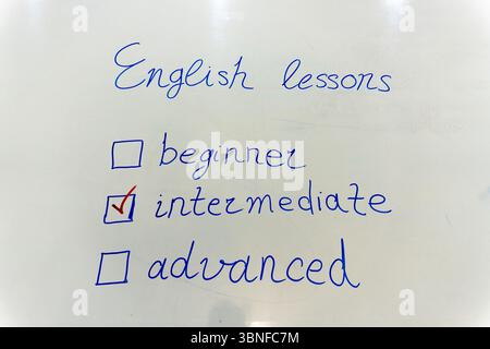 Englischunterricht. Das Sprachlernkonzept und das Bildungskonzept. Stockfoto