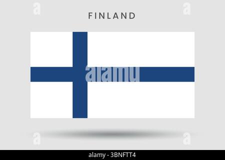 Die Flagge Finnlands mit einem blauen nordischen Kreuz auf weißem Hintergrund. Stock Vektor