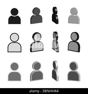 Avatarsymbole für Personen. Benutzerprofil festgelegt. Silhouettengruppe Vektor. Social Identity Design. Stock Vektor