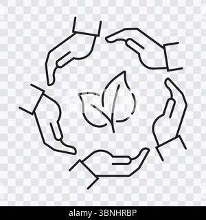 Das Symbol „Hände kreisende Blätter“ für Umweltschutz Stock Vektor