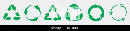 „Recycling-Symbole – grüne Pfeile und Kreismuster für Nachhaltigkeit“ Stock Vektor