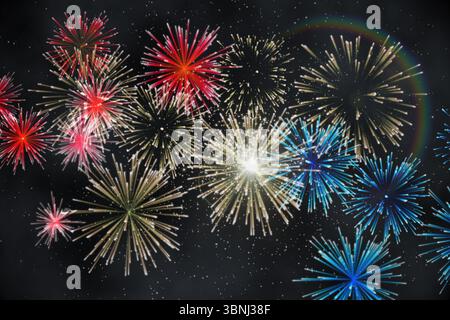 Digital generiertes helles Feuerwerk Stockfoto