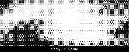 Hintergrund mit Pixelgrafik für Retro-Spieldesign – Schwarzer zu weißer Halbtonübergang mit gepunktetem Muster. Klassische 8-Bit-Textur für Vintage-Gaming-Schnittstellen oder digitale Artwork-Projekte. Stock Vektor