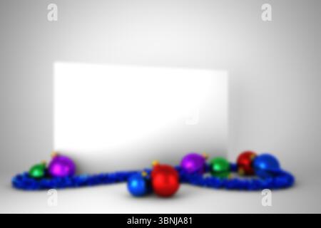 Verschwommenes Poster mit weihnachtskugeln Stockfoto