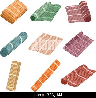 Sushi Rollmatte Set Cartoon Vektor Illustration Stock Vektor