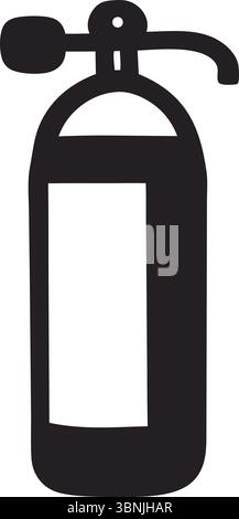 Feuerlöscher Silhouette Vektor, Schwarze Sicherheitsausrüstung Clipart, Isoliertes Symbol, Notfallwerkzeug, Einfache Umrisse, Schutz, Industrie, Sicherheit. Stock Vektor