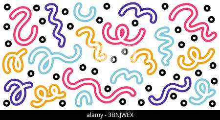 Farbenfrohe Linienkritzelhintergründe auf weiß Stock Vektor