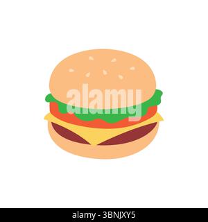burger Food Hamburger Fast Food köstlicher Snack Emoji Symbol Symbol Symbol Vektor Illustration Stock Vektor