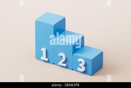 Rankings Podiumsstufen, 3D-Rendering. 3D-Abbildung. Stockfoto