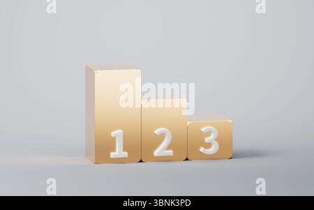 Rankings Podiumsstufen, 3D-Rendering. 3D-Abbildung. Stockfoto